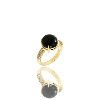 Agate and Champagne Diamond Cocktail Ring Made in Italy