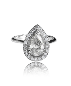 Pear Shape Diamond Halo Engagement Ring set in 18kt White Gold
