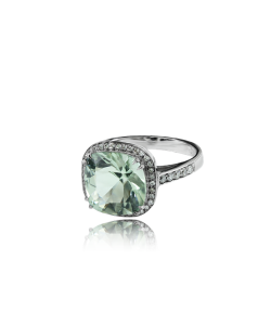 Prasiolite and White Diamond Cocktail Ring