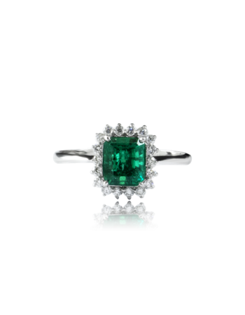 product Emerald and White Diamond Surround Ring