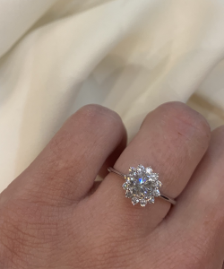 White Diamond Halo Solitaire Ring